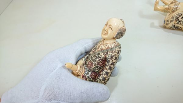 希少】 春画 彫刻 大型 根付 2体1対型 浮世絵 置物 人形 まぐわい