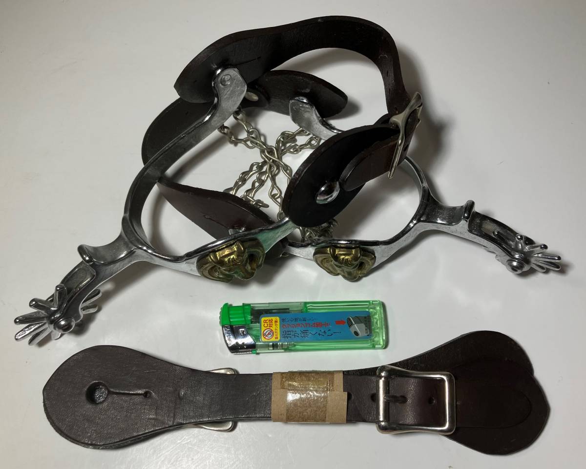 ビンテージ//ウエスタンブーツ スパー 拍車 金具 未使用ベルト  