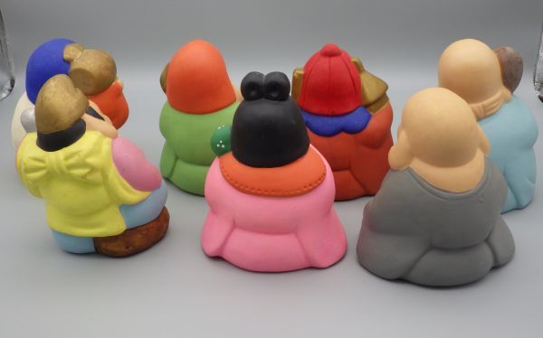 ○七福神 置物 7点 セット 陶器 飾り 縁起物 骨董 アンティーク 小物