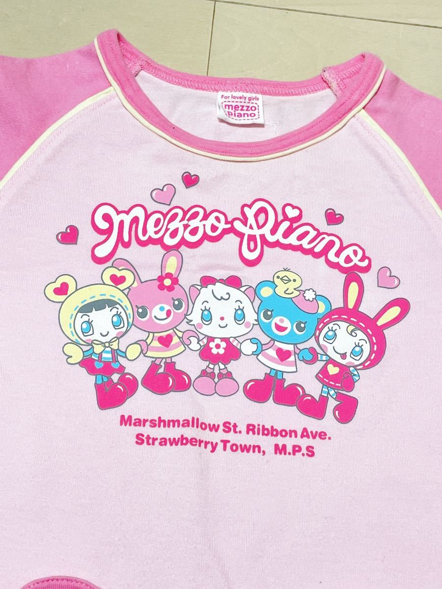 Mezzo piano メゾピアノ キャラクター ハート型ポケット Tシャツ