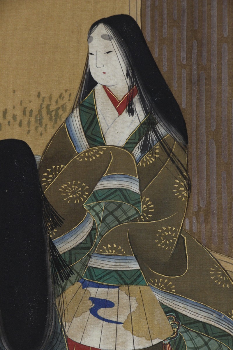 土佐光貞 三幅対 祝い軸 【 左右は（松） 中は（高砂）天覧奉納品 レアな作品 真作 掛軸 土佐光貞 小野小町 清少納言 紫式部 三幅対 江戸中後期 土佐