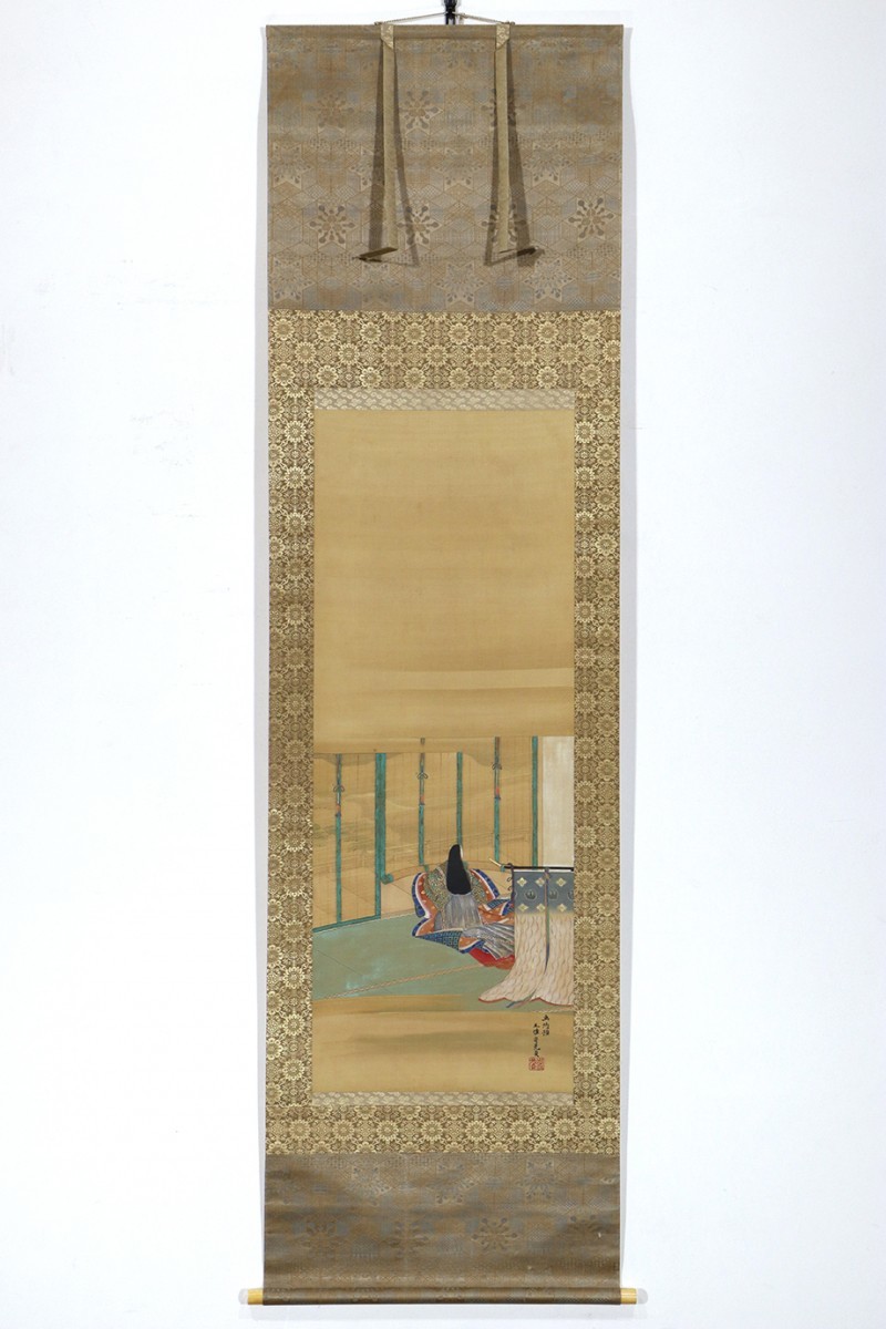 土佐光貞 三幅対 祝い軸 【 左右は（松） 中は（高砂）天覧奉納品 レアな作品 真作 掛軸 土佐光貞 小野小町 清少納言 紫式部 三幅対 江戸中後期 土佐