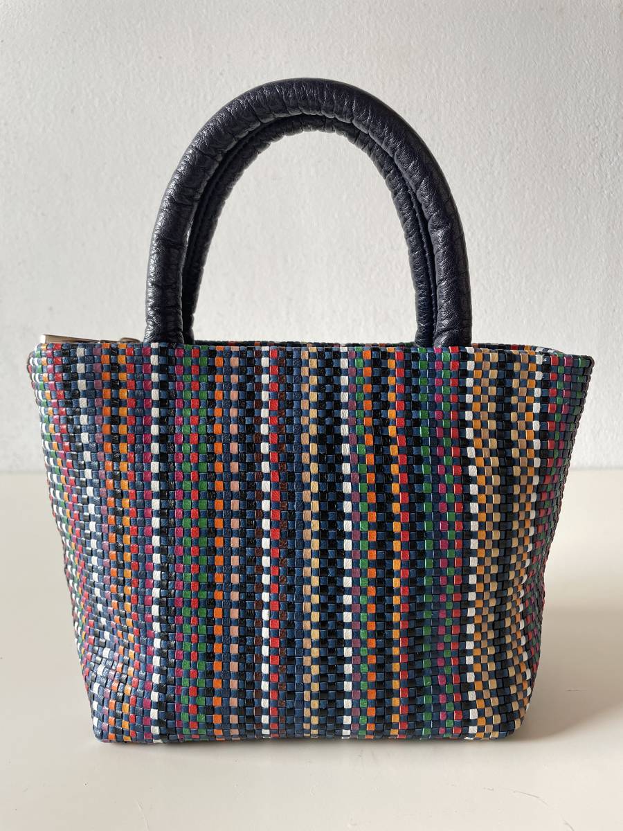 極美品◎日本製 IBIZA イビサ マルチレザーメッシュトートバッグ 