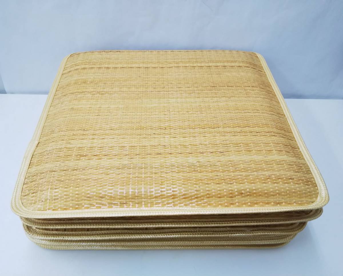 1円～スタート【美品】籐 座布団 5客セット最高級手造り 台湾製 約54cm
