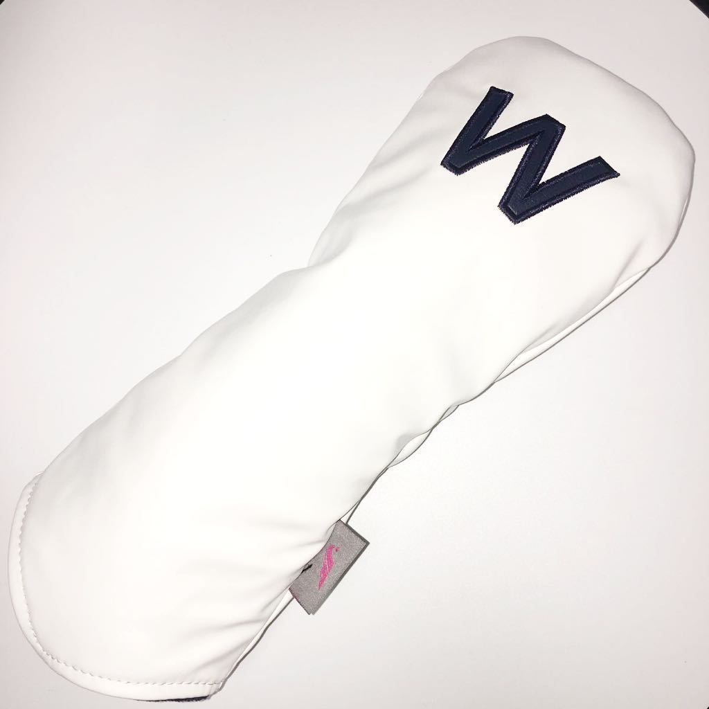 ゴルフヘッドカバー　ピュアホワイト　3ウッド用　W