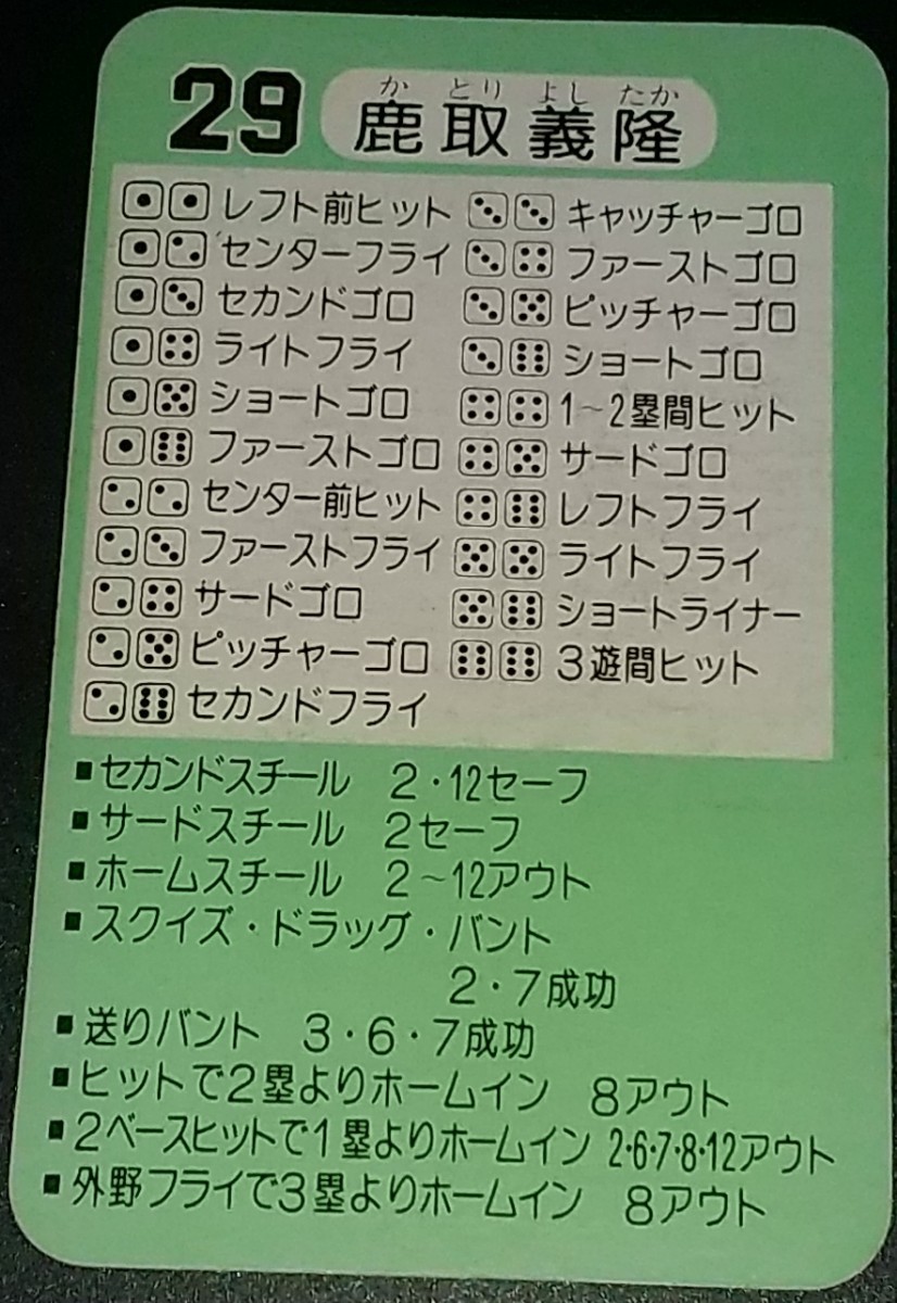 タカラプロ野球カードゲーム昭和56年度読売巨人軍 鹿取義隆(シングル
