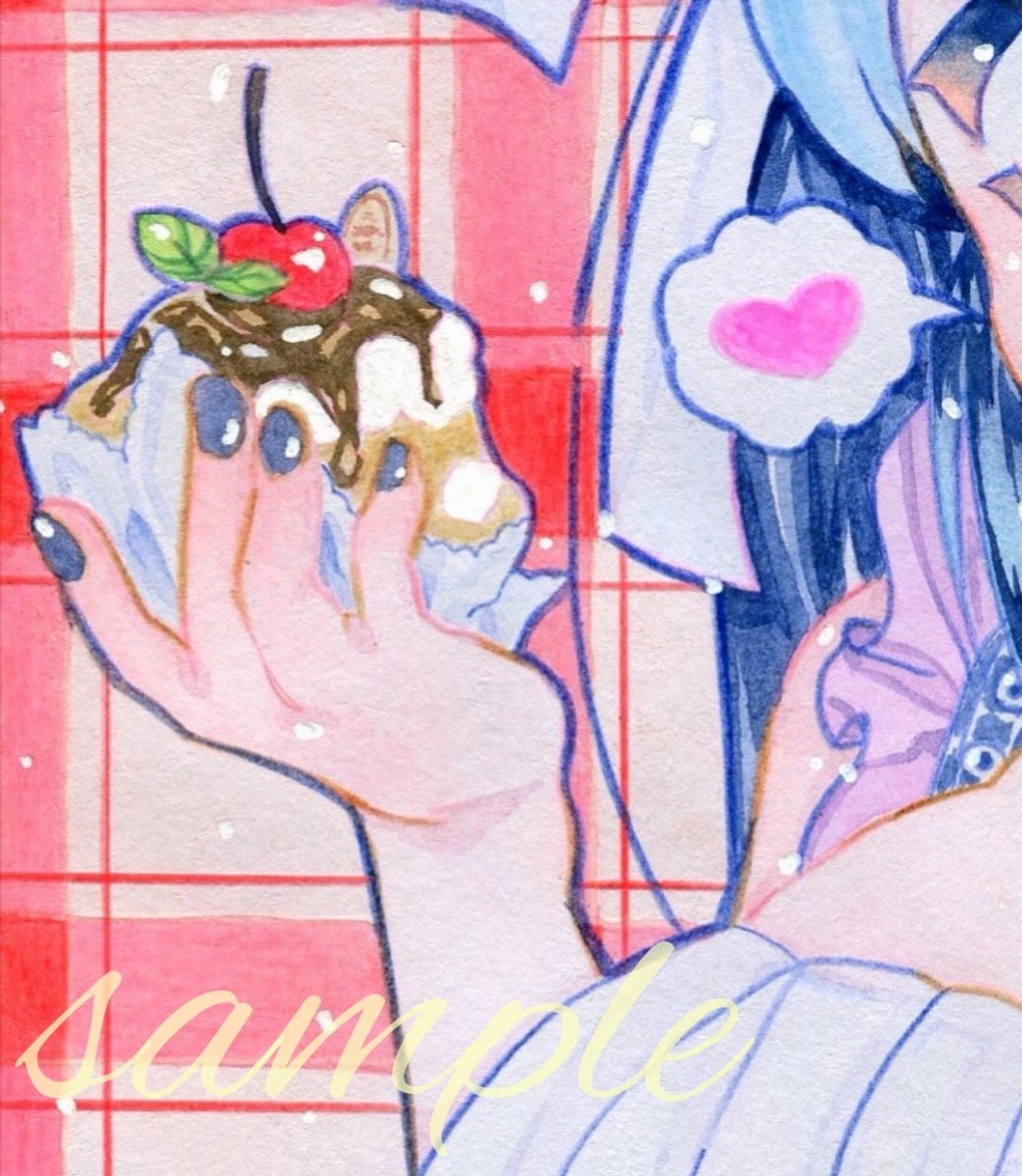 ☆オリジナル☆ 手描きイラスト 創作 「さくらんぼケーキ」 地雷ちゃん