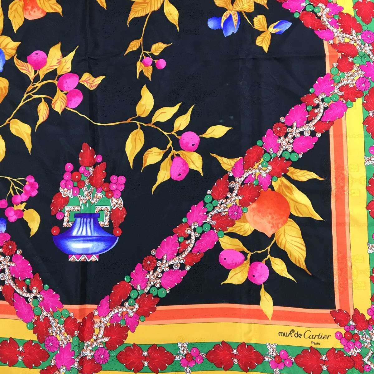 超大判must de Cartier 花柄スカーフ must de Cartier カルティエ スカーフ 花柄 フローラル マルチカラー