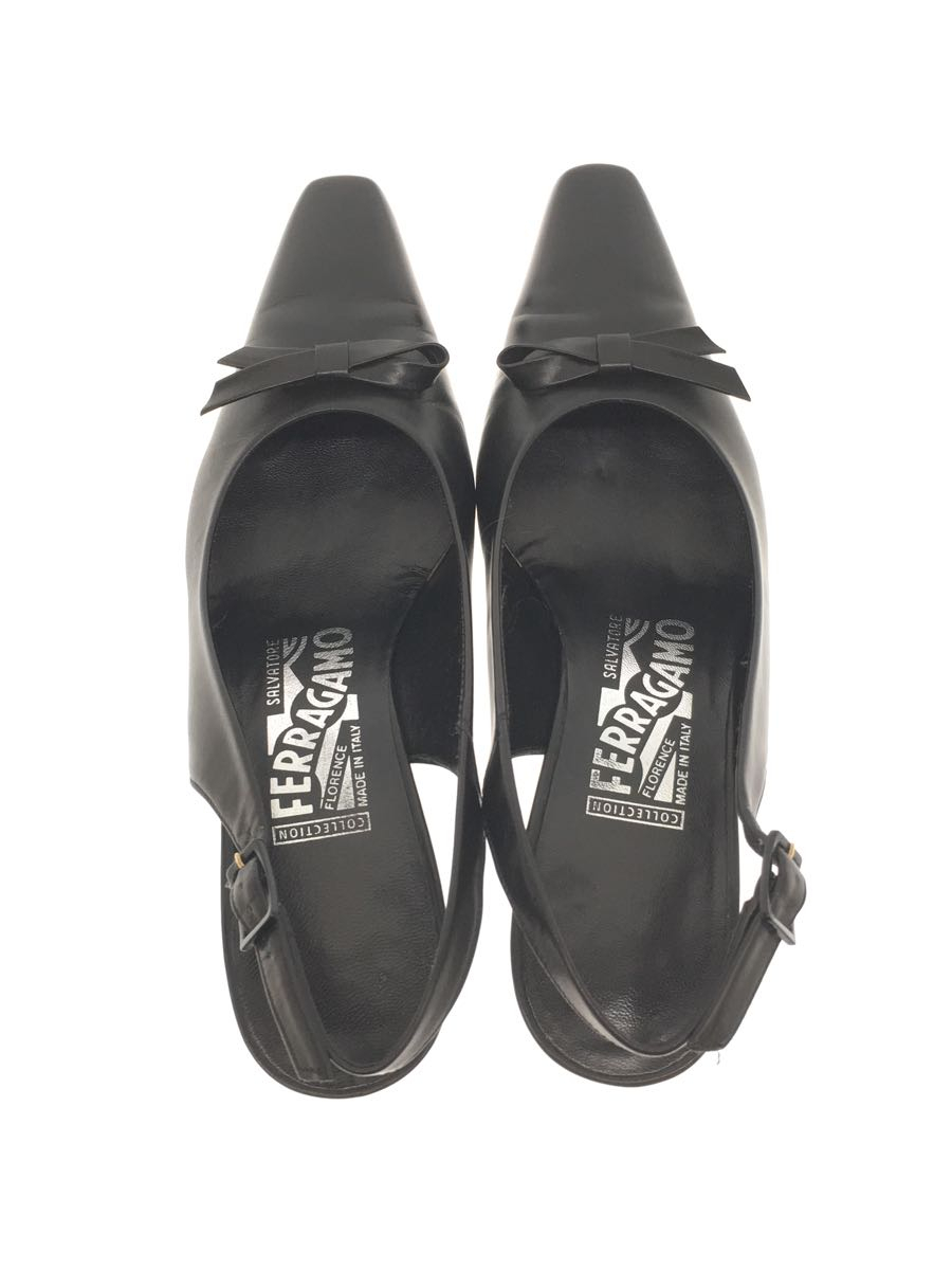 Salvatore Ferragamo◇リボンモチーフ/ミュール/US6/BLK/レザー/63390