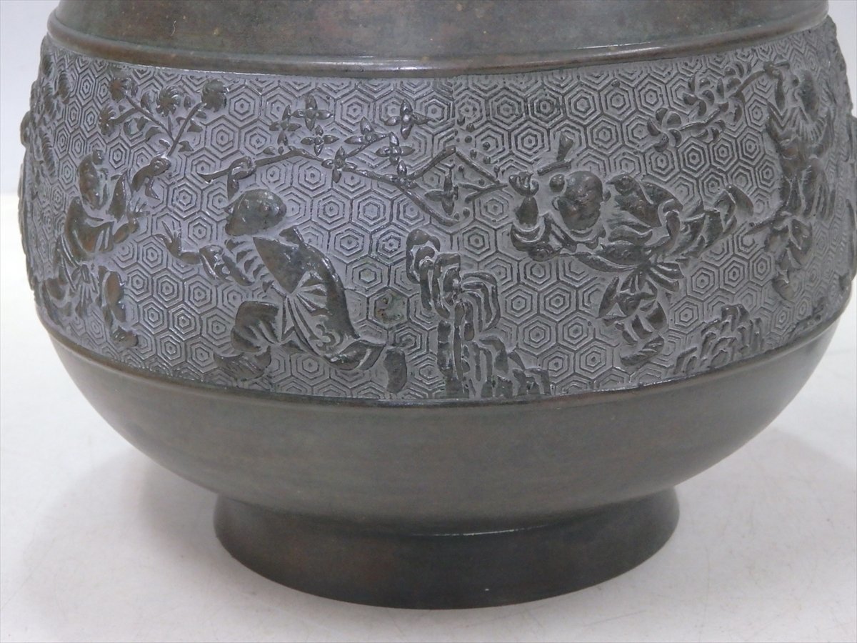 ☆平安 清雲作【青銅双耳花瓶 共箱】重さ約2.8キロ 最大径18.2cm 高さ