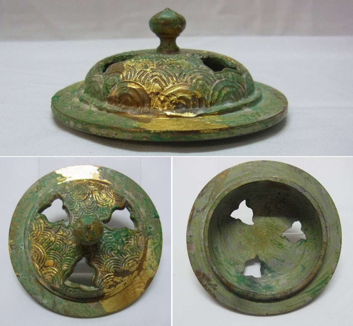 峰雲作 純金箔本金 青銅 香炉 オンラインショップ