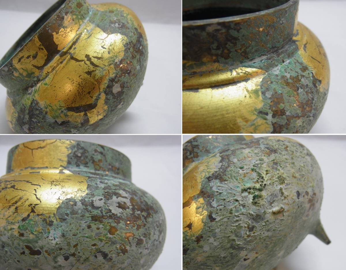 峰雲作 純金箔本金 青銅 香炉 オンラインショップ