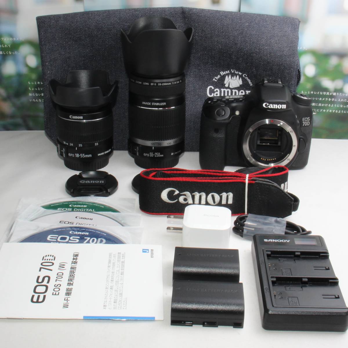 Canon EOS 70D☆スマホ転送☆一眼レフカメラ☆バッグ付☆Wレンズ