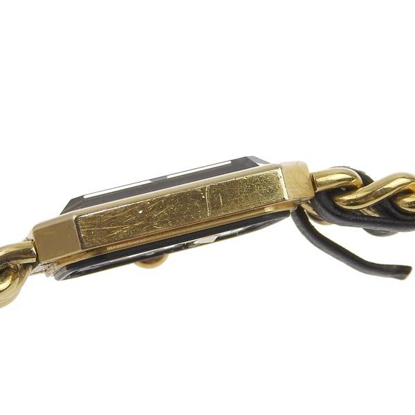1円 gg CHANEL シャネル プルミエールM レディース クォーツ 腕時計 黒文字盤 シャネル プルミエール レディース YGP カットガラス GP&frasl;革
