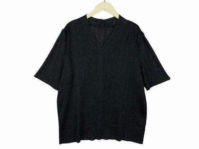 LEILIAN / レリアン プルオーバー Vネック五分袖カットソー 大きいサイズ 日本製 レディース サイズ : 13+ ブラック