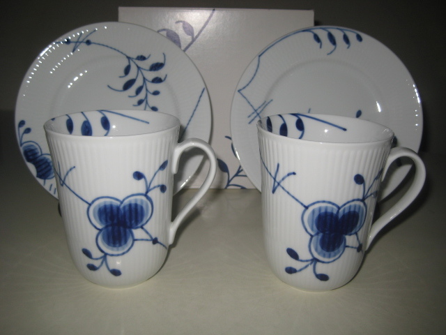 ロイヤルコペンハーゲン ブルーフルーテッド メガ マグカップ プレート　ペアセット　箱付