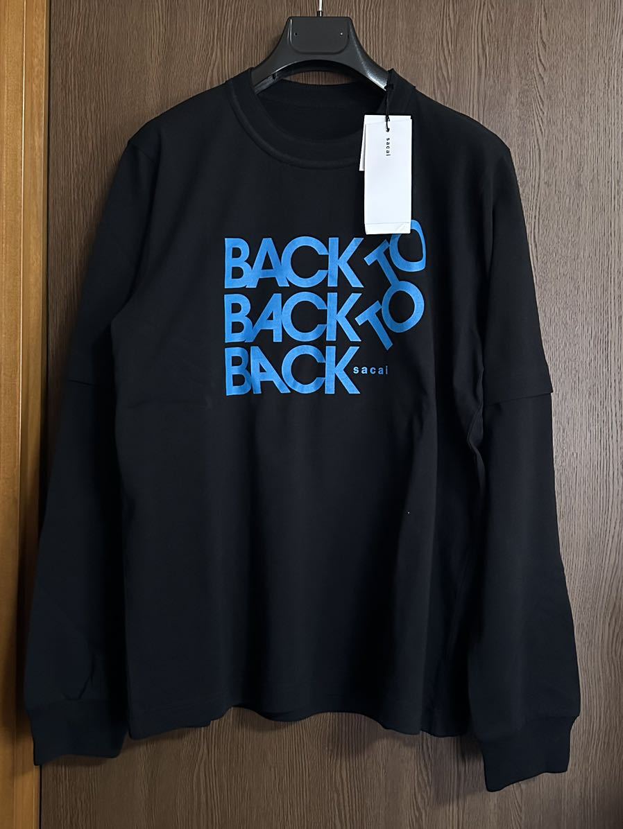 黒3新品 sacai サカイ メンズ BACK to BACK レイヤード ロング Tシャツ