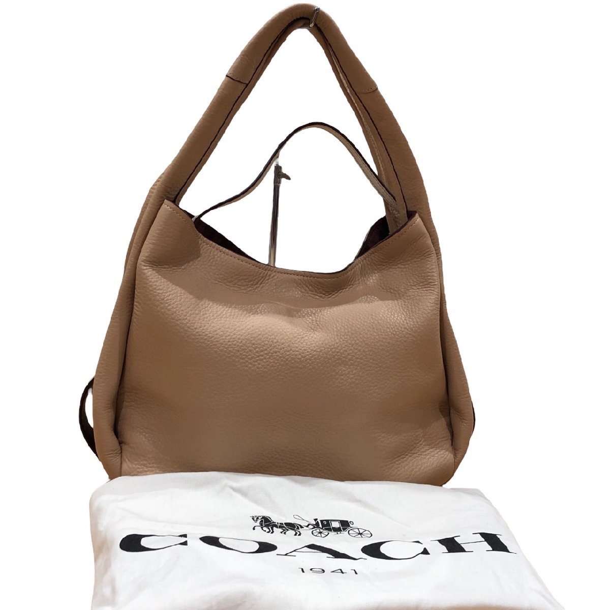 coachコーチ87363ホーボー本革 ハンドバッグ トートバッグ ベージュ 