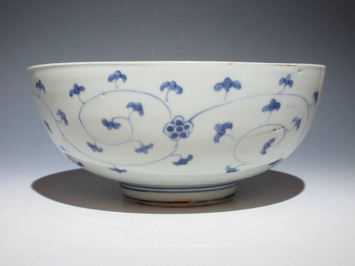 古伊万里染付 輪花鉢 扇面草花文 鉢 ボウル 古伊万里染付 輪花鉢 扇面