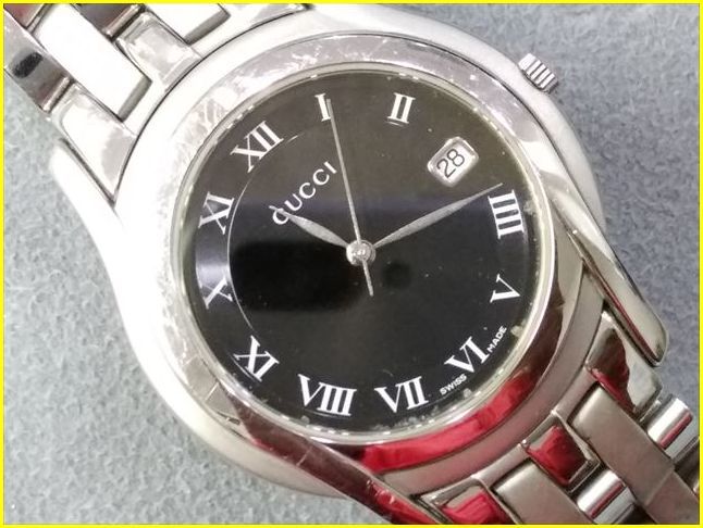 動作品】 GUCCI グッチ 5500M ブラック文字盤 メンズ腕時計/クオーツ