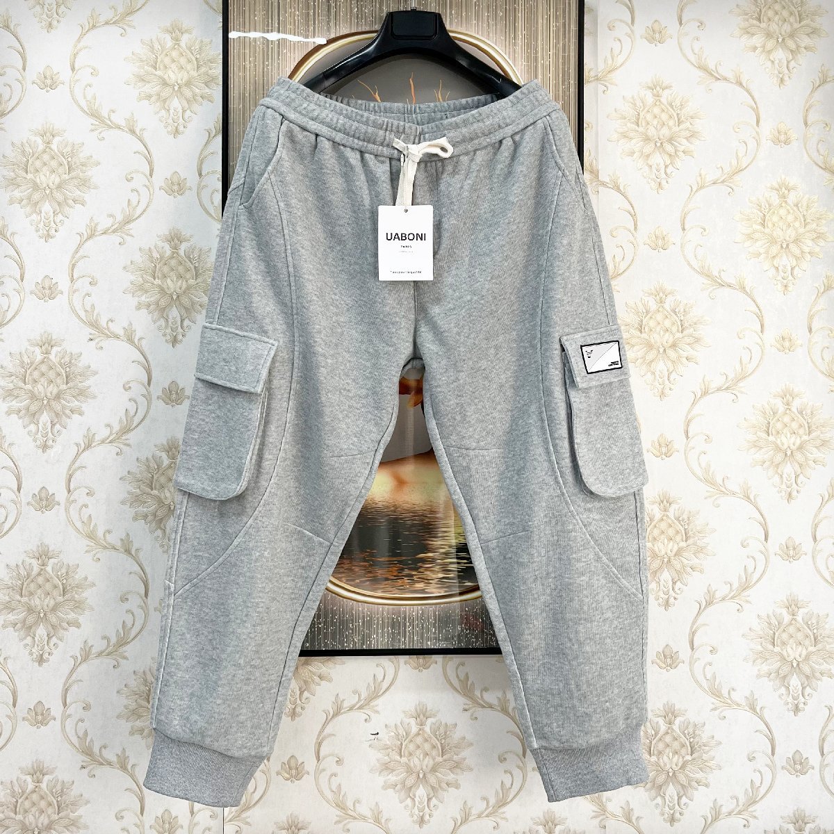 最高峰EU製＆定価4万◆UABONI*Paris*チノパン*ユアボニ*パリ発◆コットン100% 快適 肉厚 暖か スウェットパンツ カジュアル M/46サイズ_1