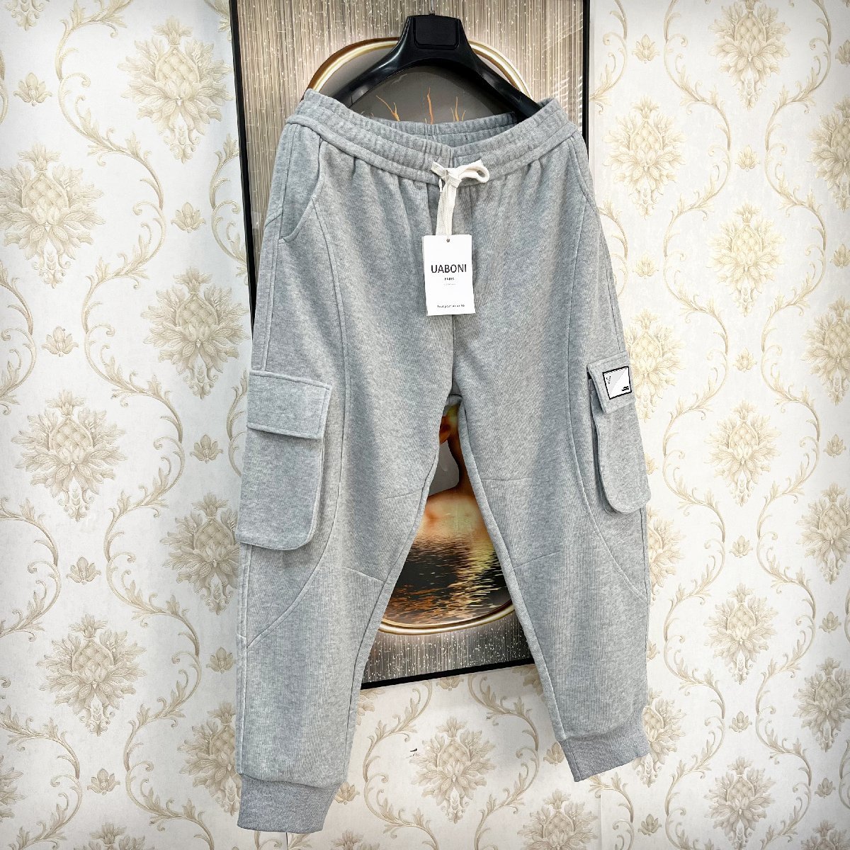 最高峰EU製＆定価4万◆UABONI*Paris*チノパン*ユアボニ*パリ発◆コットン100% 快適 肉厚 暖か スウェットパンツ カジュアル M/46サイズ_9
