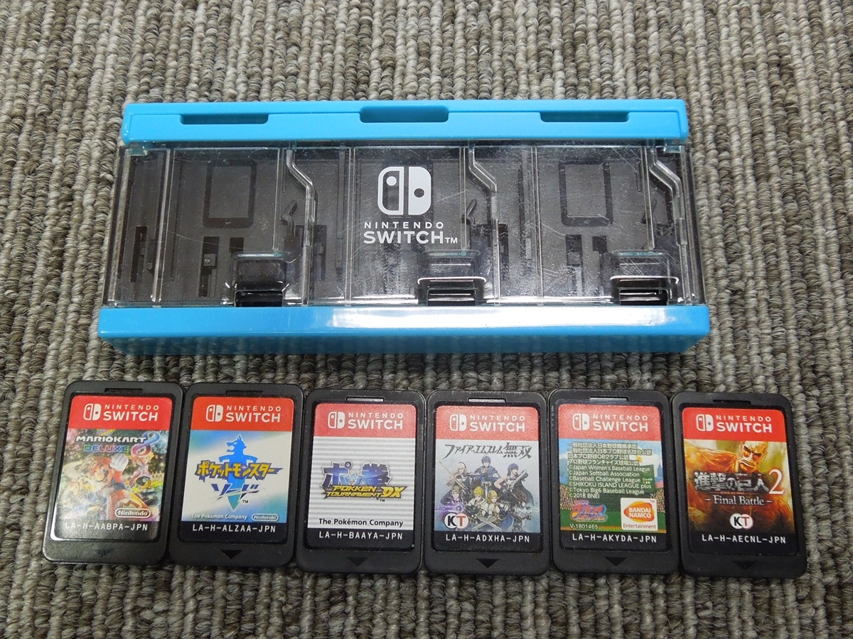 ★き3-728 Switch ニンテンドースイッチ ゲームソフト6本 マリカ8DX/ポケモンソード/ポッ拳/FE無双/ファミスタ/進撃の巨人2 ジャンク品
