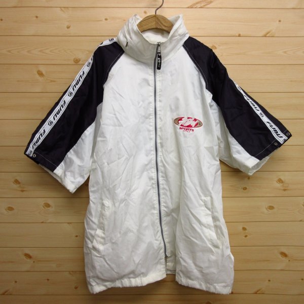 【USA製 90s】FUBU 刺繍ロゴ 半袖 ナイロンジャケット 黒 初期タグ ◎使用少なめ！90s FUBU フブ◇半袖ナイロンジャケット ウィンド