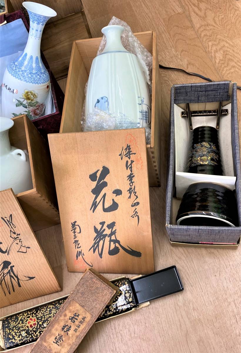花瓶 陶器 壺 花器 骨董品 中国古美術『五彩 唐物 天球瓶 龍鳳文