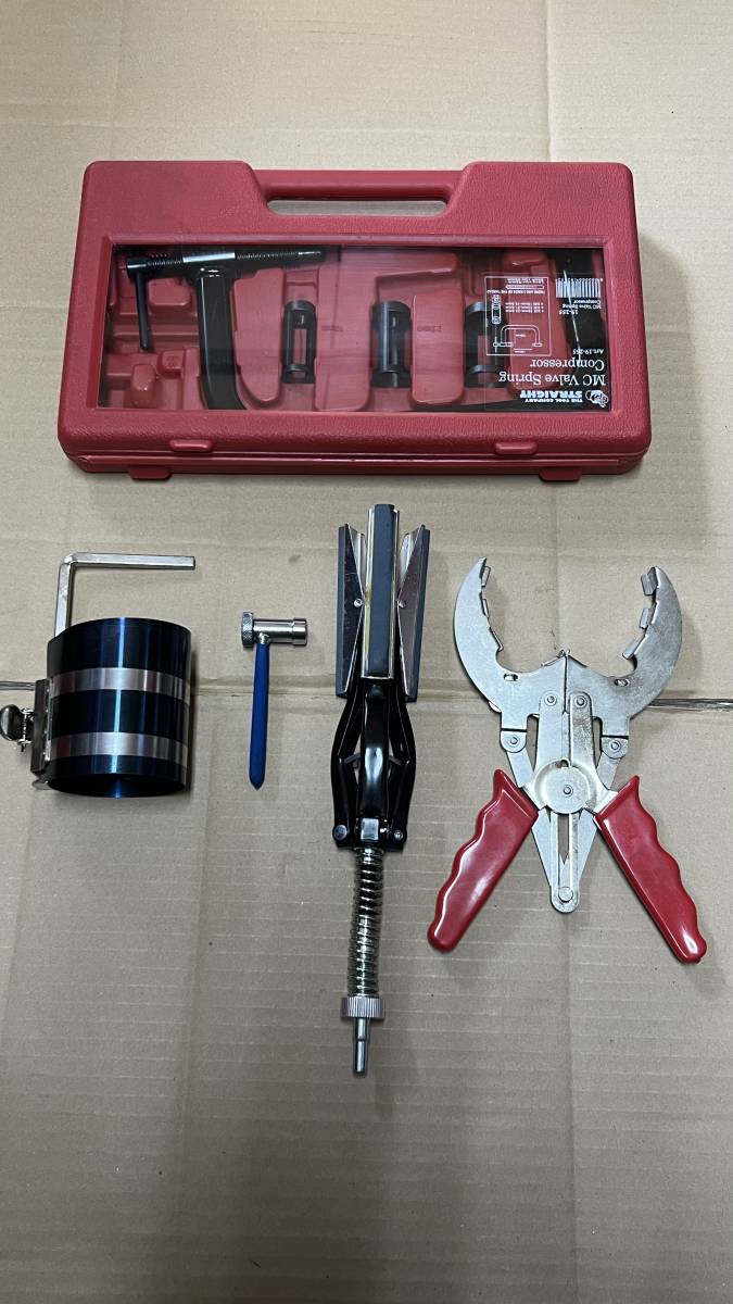 バイク 工具セット バルブスプリングコンプレッサー ピストンリングプライヤー ピストンリングコンプレッサー シリンダーホーニング 中古品