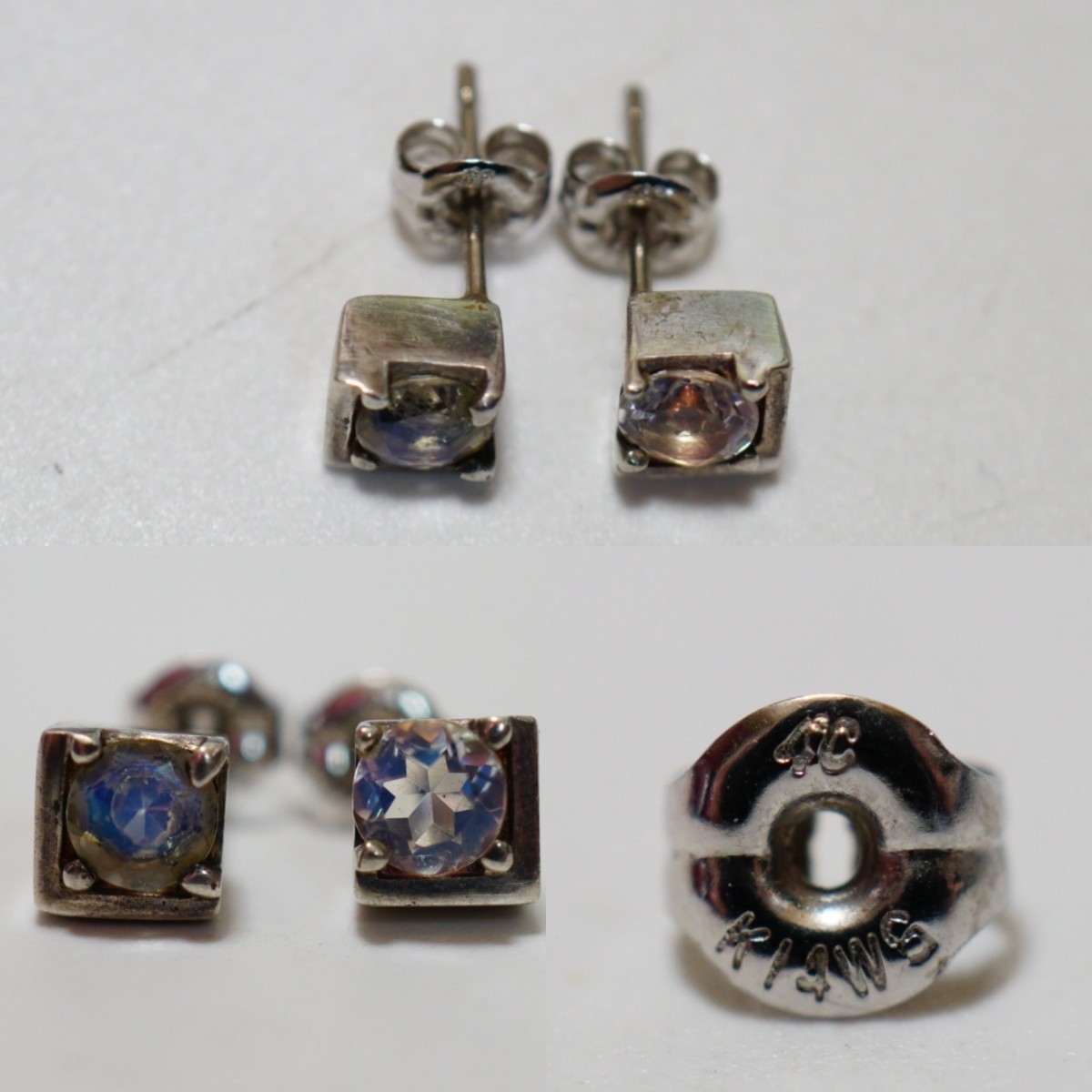 45 14金 ヨンドシー/4℃ 天然ムーンストーン ピアス 両耳 セット 