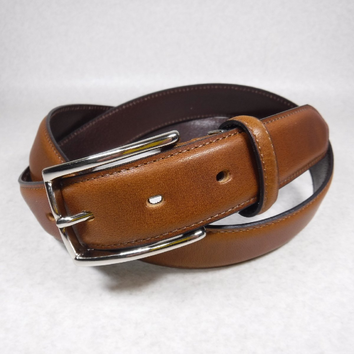 V814 COMME CA MEN コムサメン 日本製新品 ブラウン 牛革 ナチュラルレザーベルト オンオフ兼用 茶 キャメル