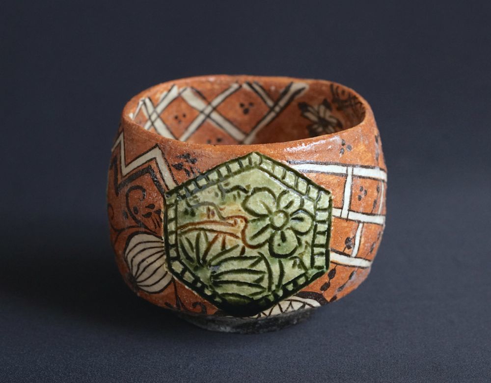 酒器 ぐい呑み 深見文紀 漫画織部 バニーガール 深見文紀作 漫画織部