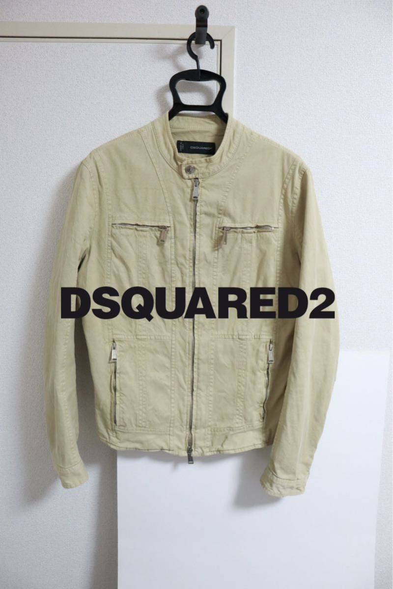 定番，品質保証 Dsquared2 ディースクエアード コットン シングル ライダース ジャケット ライトベージュ メンズ 44 ワークジャケット(ジャンパー、ブルゾン)｜売買されたオークション情報、yahooの商品情報を 男性用