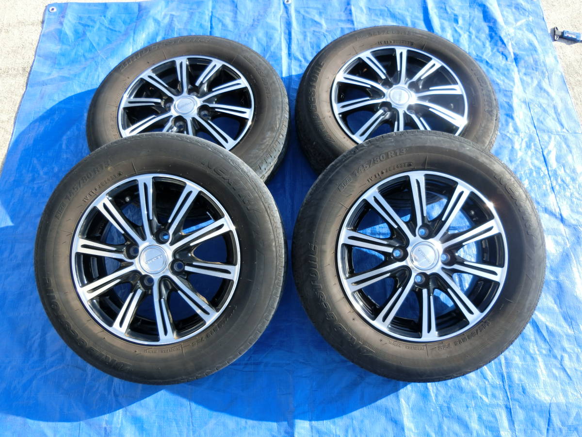 2] 13インチ 社外 アルミホイール 4本セット BRIDGESTONE 145/80R13