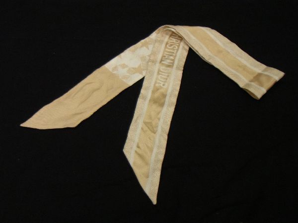 1円 ■美品■ Christian Dior ディオール ミッツァ スター 総柄 リボンスカーフ レディース イエロー系 AI3530yM