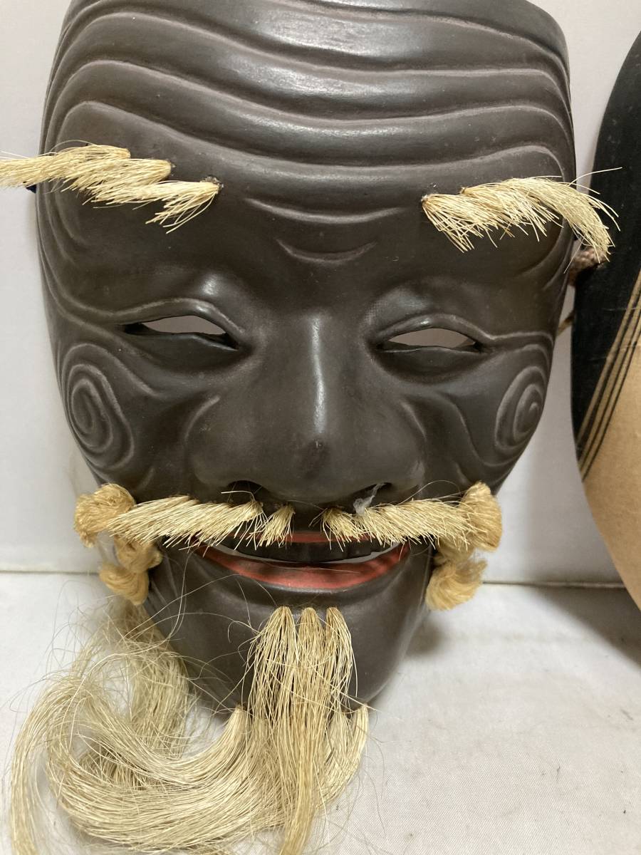 木彫り能面 黒髭 【公式通販】 木彫り能面 黒髭