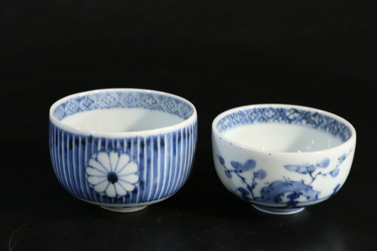 E780 伊万里染茶碗2点/湯呑茶碗/和骨董/和食器/茶器/アンティーク器/染