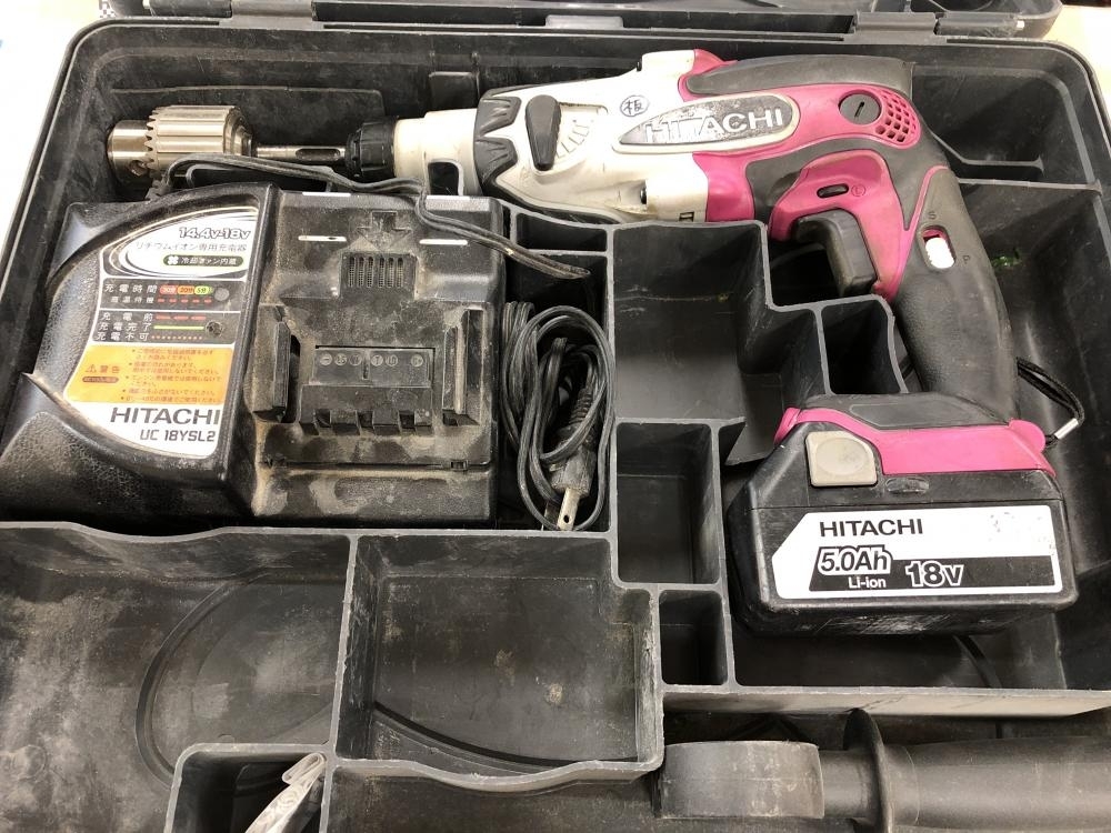 005▽1円出品▽日立 コードレスハンマドリル バッテリ・充電器 DH18DSAL 本体通電OK バッテリジャンク ※商品詳細欄必読