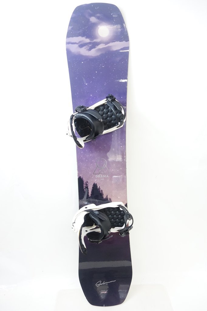 中古 19/20 SALOMON DRAMA レディース143cm 18/19 RHYTHM ビンディング付き スノーボード サロモン ドラマ リズム