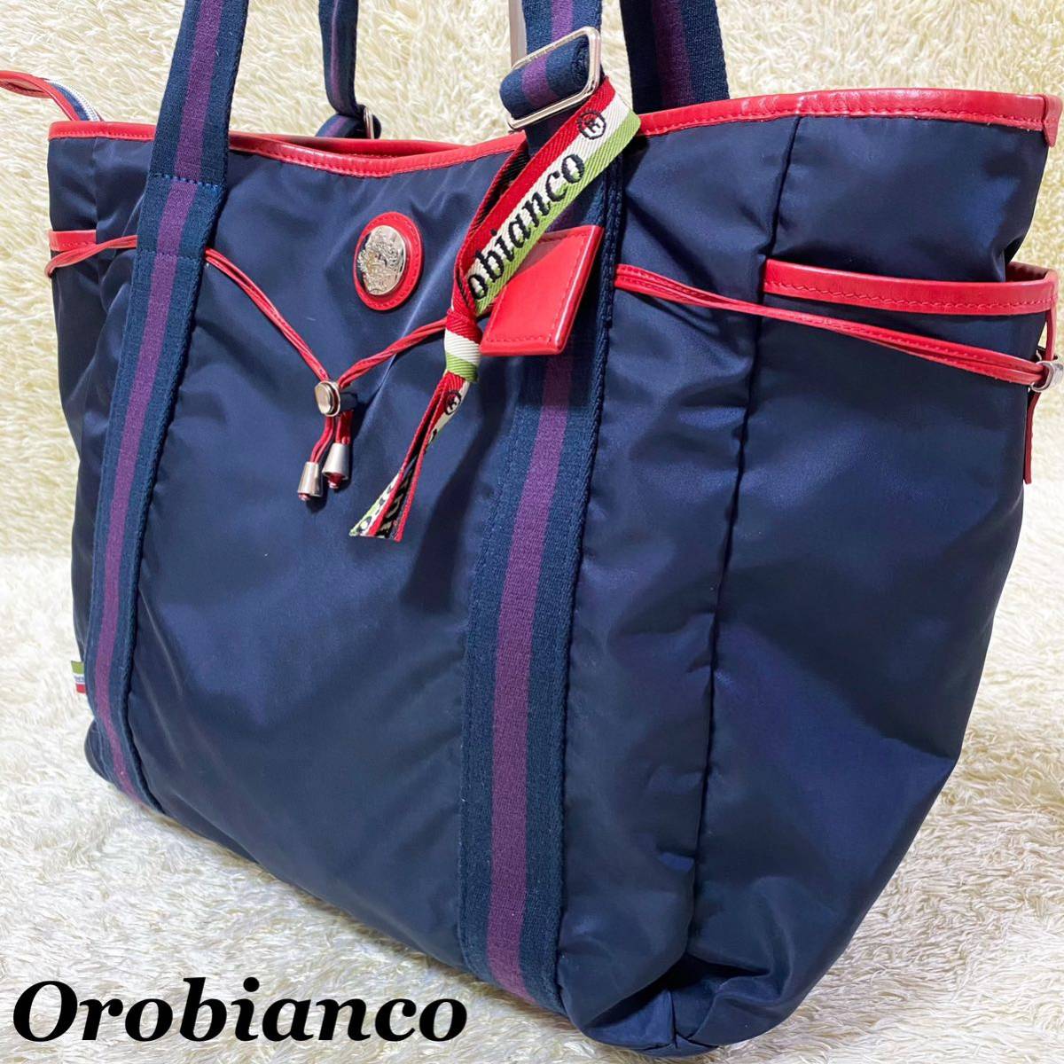 美品】Orobianco オロビアンコ トートバッグ アリーナ ナイロン×レザー 