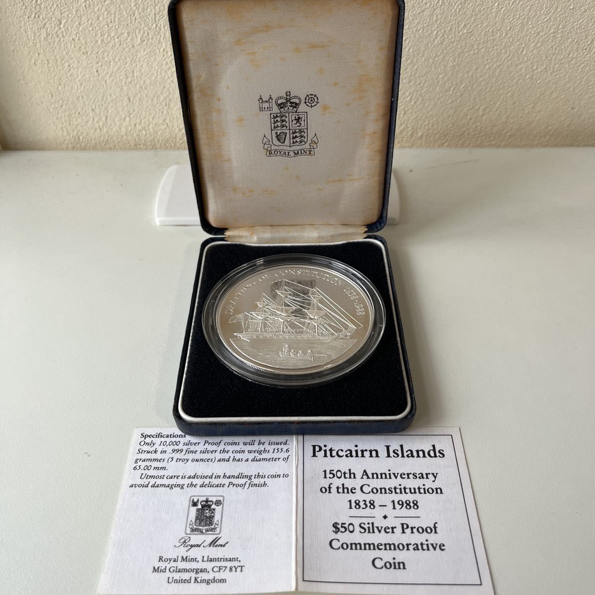 ピトケアン諸島 憲法制定150周年 1838-1988 50ドル シルバープルーフ 記念品 コイン　8