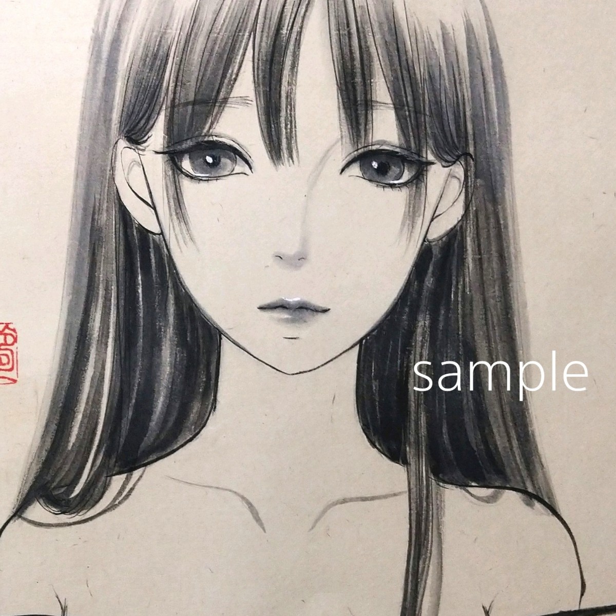 肉筆原画 水墨画 美人画 日本画 墨絵 水墨画 絵画 和装 肉筆原画 墨絵