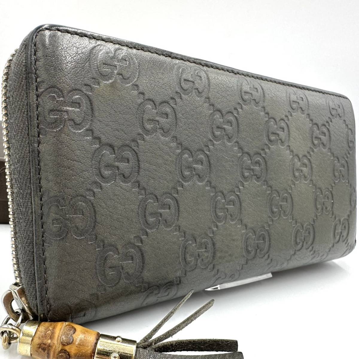 GUCCI グッチ バンブーチェーン ショルダーバッグ レザー ブラック