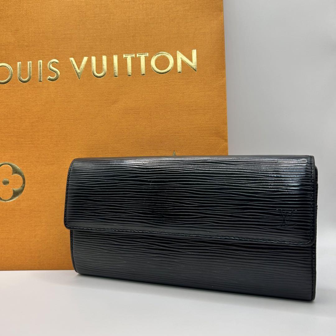 極美品 LOUIS VUITTON ルイ ヴィトン LV 長財布 ポルトフォイユ サラ エピ ノワール ブラック ポルトモネクレディ VUITTON ルイヴィトン LOUIS × 折り財布 現行品