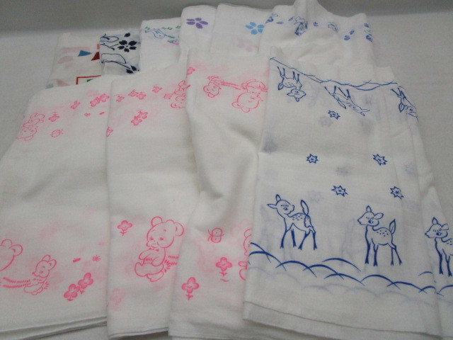 ★川0075 布オムツ 布おむつ オムツ おむつ 布おしめ 古布 はぎれ 材料 リメイク 動物柄 約10枚 昭和レトロ
