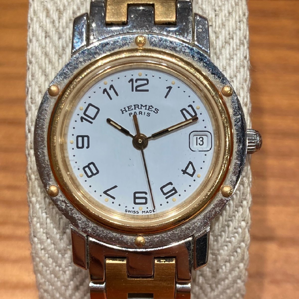 エルメス HERMES CL4.220 クリッパー コンビ 腕時計 アイボリー HERMES 