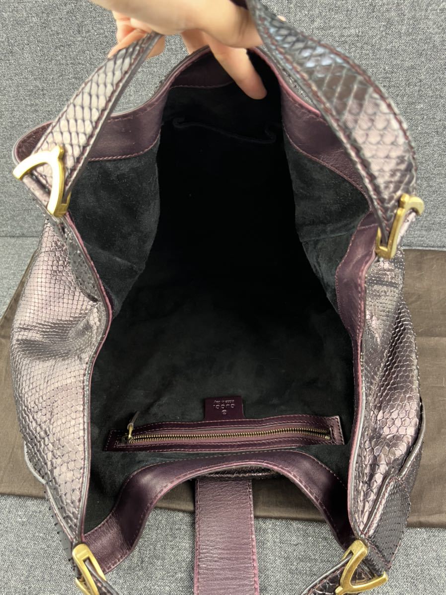 希少】GUCCI パイソン トートバッグ メタリック パープル エキゾチック 