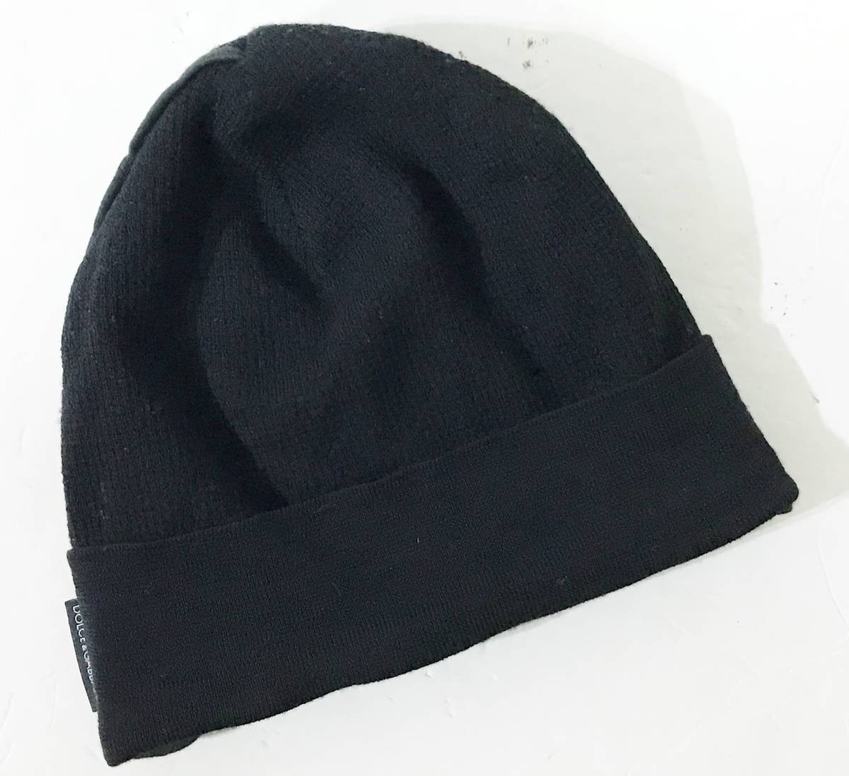イタリア製 DOLCE&GABBANA ドルチェ&ガッバーナ ピスネームタグ付きニットキャップ ブラック ビーニー 帽子