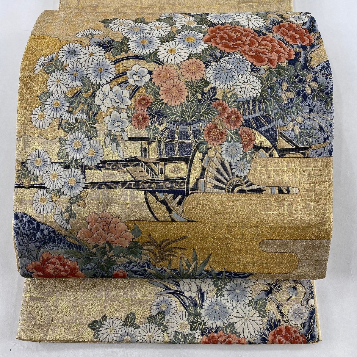 ドークブア■九寸名古屋帯　作家　型絵染　紬地　干支　極上の逸品　B22 極上の逸品 紬地 ドークブア□九寸名古屋帯 友禅 ドークブア 博多